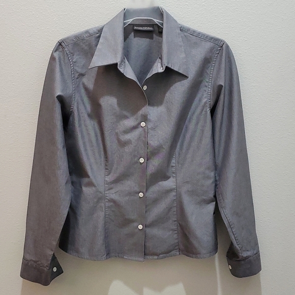 BANANA REPUBLIC Button Down Shirt, Long Sleeve, Sz M, Gray, Cotton, NEW - Picture 4 of 11